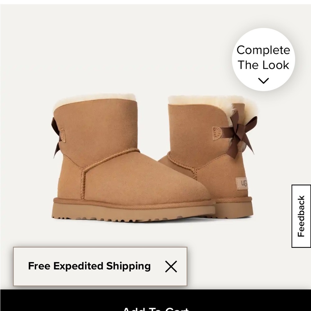 UGG Mini Bailey Suede Bow boots size 6 color chestnut